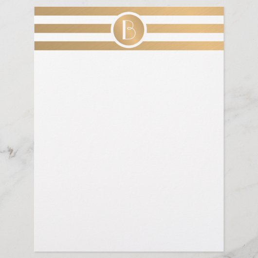 Gepersonaliseerde Monogram Briefpapier met Gouden Briefhoofd (Voorkant)