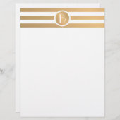 Gepersonaliseerde Monogram Briefpapier met Gouden Briefhoofd (Voorkant / Achterkant)
