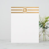 Gepersonaliseerde Monogram Briefpapier met Gouden Briefhoofd (Staand voorkant)