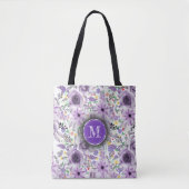 Gepersonaliseerde Monogram Canvas tas - Paarse Wat (Voorkant)