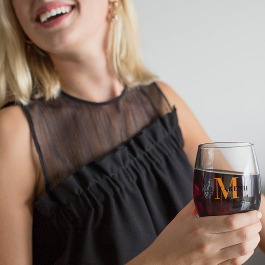 Gepersonaliseerde Monogram Custom Initiaal Naam El Wijnglas Zonder Voet