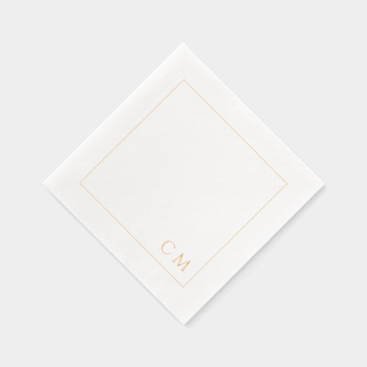 Gepersonaliseerde Monogram Elegante Gouden Lijst W Folie Servetten (Rechts)