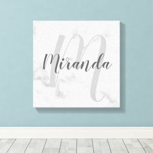Gepersonaliseerde monogram en naammarkering canvas afdruk (Insitu (Houten vloer))
