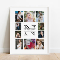 Gepersonaliseerde monogram Familie 10 Foto Collage