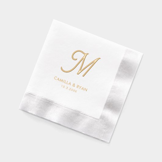 Gepersonaliseerde Monogram Folie Gestempeld Trouws Folie Servetten (Links)
