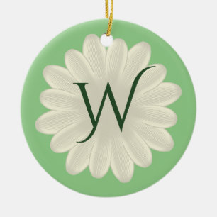 Gepersonaliseerde Monogram Foto Bloemen Daisy Keramisch Ornament