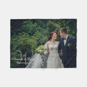 Gepersonaliseerde Monogram Foto Pas getrouwd Keeps Fleece Deken