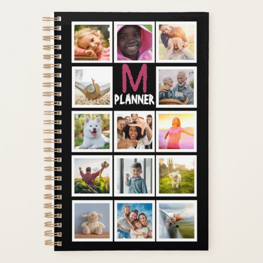 Gepersonaliseerde Monogram Fotocollage Planner - D (Voorkant)