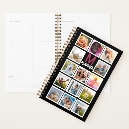 Gepersonaliseerde Monogram Fotocollage Planner - D (Display)