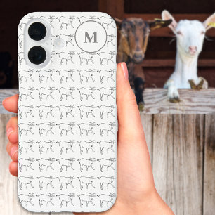Gepersonaliseerde Monogram Geit Black & White Line iPhone 16 Hoesje