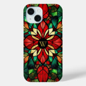 Gepersonaliseerde Monogram Glas in lood Kerst Case-Mate iPhone Case (Achterkant)