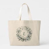 Gepersonaliseerde Monogram Green Leaf Canvas tas (Achterkant)