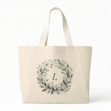Gepersonaliseerde Monogram Green Leaf Canvas tas