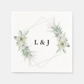 Gepersonaliseerde Monogram Greenery Initialen brui Servet (Voorkant)
