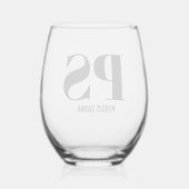 Gepersonaliseerde Monogram Initiaal aangepaste naa Wijnglas Zonder Voet (Achterkant)