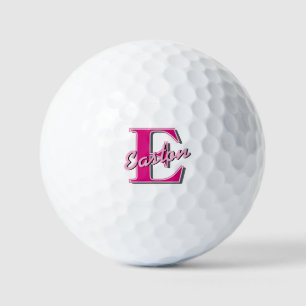 Gepersonaliseerde Monogram Initiaal Naam Roze en G Golfballen