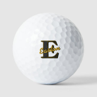 Gepersonaliseerde Monogram Initiaal Naam Zwart en Golfballen
