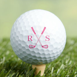 Gepersonaliseerde Monogram Initiaal Roze Golfballe Golfballen