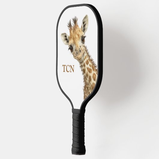 Gepersonaliseerde Monogram Initialen Giraffe Pickleball Paddle (Links)