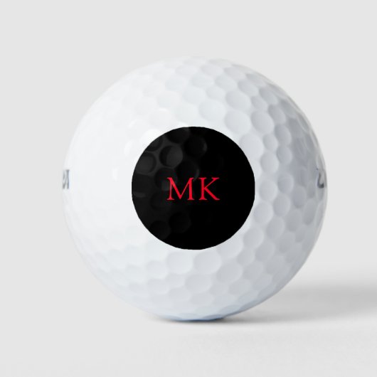 Gepersonaliseerde Monogram Initialen Modern Zwart  Golfballen (Voorkant)