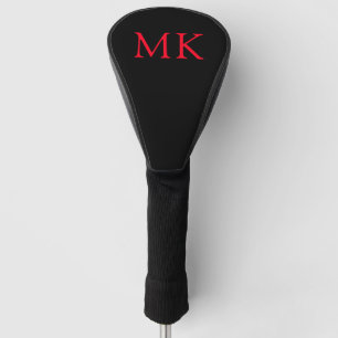 Gepersonaliseerde Monogram Initialen Modern Zwart  Golfheadcover