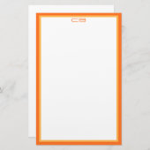 Gepersonaliseerde Monogram Initialen Oranje Rand Briefpapier (Voorkant / Achterkant)
