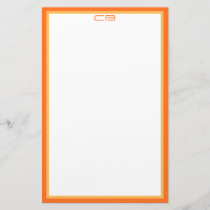 Gepersonaliseerde Monogram Initialen Oranje Rand Briefpapier