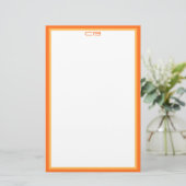 Gepersonaliseerde Monogram Initialen Oranje Rand Briefpapier (Staand voorkant)