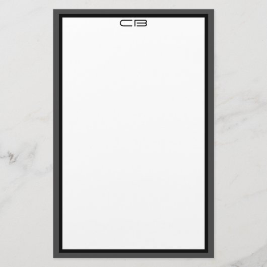Gepersonaliseerde Monogram Initialen Zwart Grijs R Briefpapier (Voorkant)