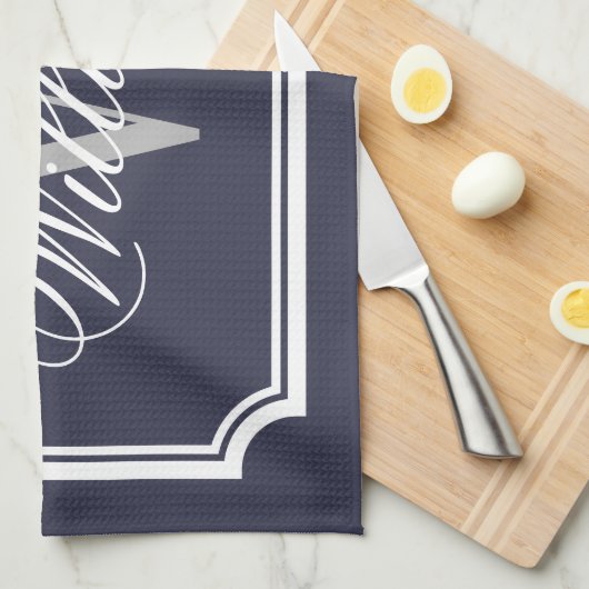 Gepersonaliseerde monogram katoenen keuken handdoe theedoek (Quarter Fold)
