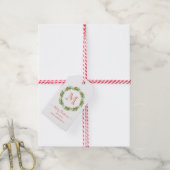 Gepersonaliseerde Monogram Kerstkrans Cadeaulabel (Met Touw)