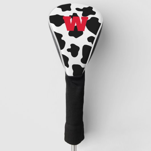 Gepersonaliseerde monogram koe spoelt dierlijke af golfheadcover (Voorkant)