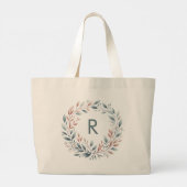 Gepersonaliseerde monogram krans Canvas tas (Achterkant)