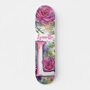 Gepersonaliseerde Monogram L Kleurrijke Waterverf Skateboard