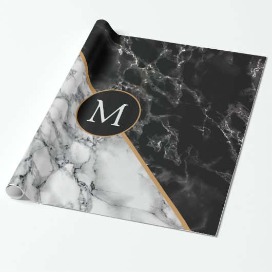 Gepersonaliseerde Monogram Letter Marble Wrapping  Cadeaupapier (Uitgerold)