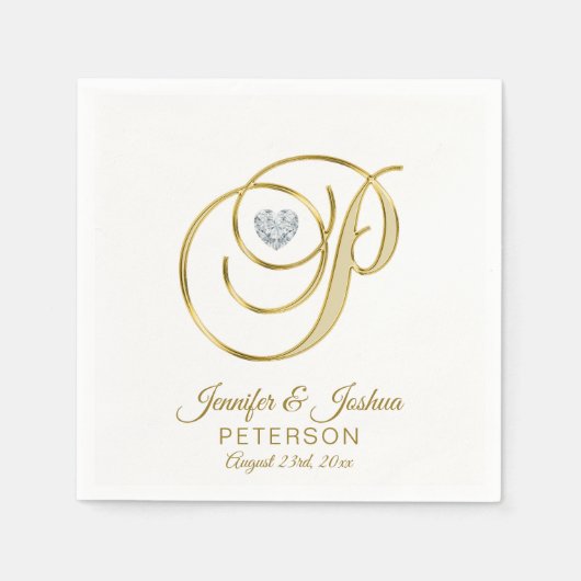 Gepersonaliseerde Monogram Letter P White Wedding Servetten (Voorkant)