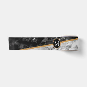 Gepersonaliseerde Monogram Letter Zwart Wit Lint