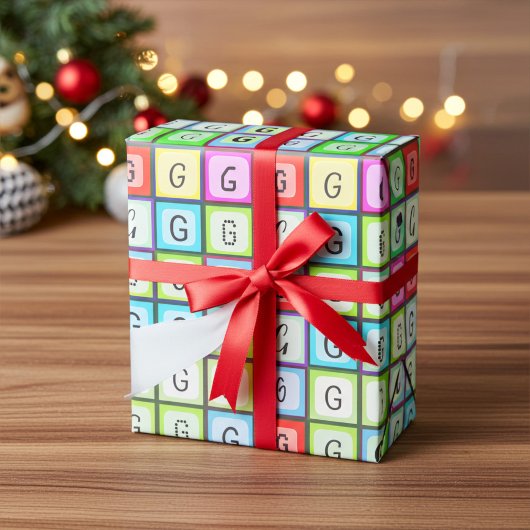 Gepersonaliseerde Monogram Leuk, Kleurrijke Kinder Cadeaupapier