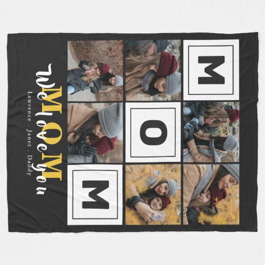 Gepersonaliseerde monogram liefde Je moeder famili Fleece Deken (Voorkant (Horizontaal))