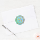 Gepersonaliseerde Monogram Mandala Goud en turquoi Ronde Sticker (Envelop)