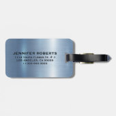 Gepersonaliseerde monogram metallic blauwe achterg bagagelabel (Achterkant horizontaal)