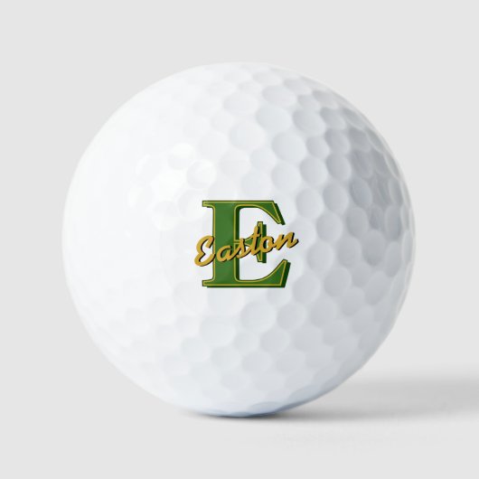 Gepersonaliseerde Monogram Naam Donker Groen en Go Golfballen (Voorkant)