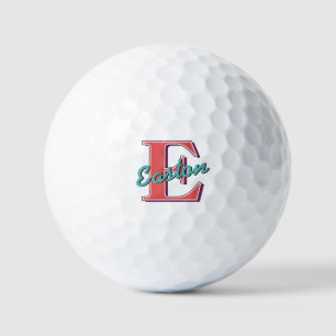 Gepersonaliseerde Monogram Naam rood & Blauwgroen Golfballen