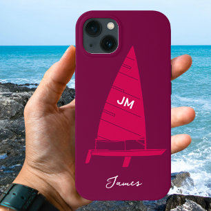 Gepersonaliseerde Monogram Naam Zeilboot Racing Ro iPhone 13 Hoesje