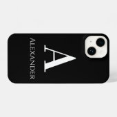 Gepersonaliseerde monogram Naam Zwart-wit Modern iPhone Hoesje (Achterkant horizontaal)