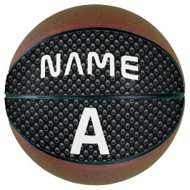 Gepersonaliseerde Monogram Naam Zwart-Wit Textuur Basketbal