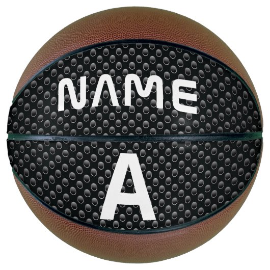 Gepersonaliseerde Monogram Naam Zwart-Wit Textuur Basketbal (Voorkant)