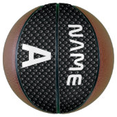 Gepersonaliseerde Monogram Naam Zwart-Wit Textuur Basketbal (Verticaal)
