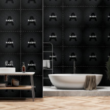 Gepersonaliseerde Monogram Naam Zwart-Wit Textuur