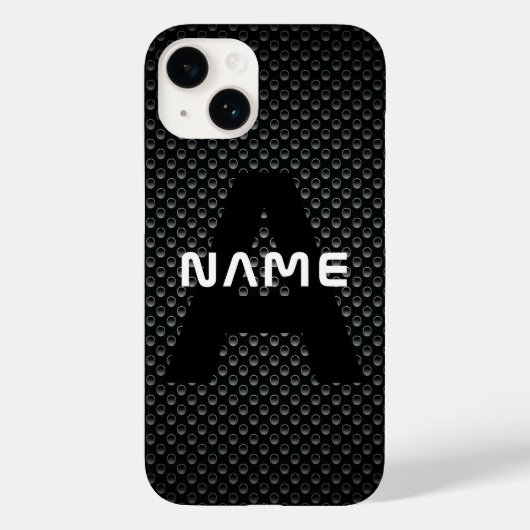 Gepersonaliseerde Monogram Naam Zwart-Wit Textuur Case-Mate iPhone Case (Achterkant)